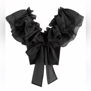 Cloud Ten Size M Tulle Layered Puff Sleeve Crop Top Black‎ Coquette Whimsigoth